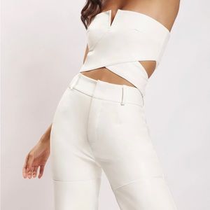 Meshki faux leather co ord set in white